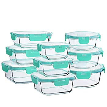 Details about  / 18 Piece Glass Food Storage Containers with Lids Glass Meal Prep Containers